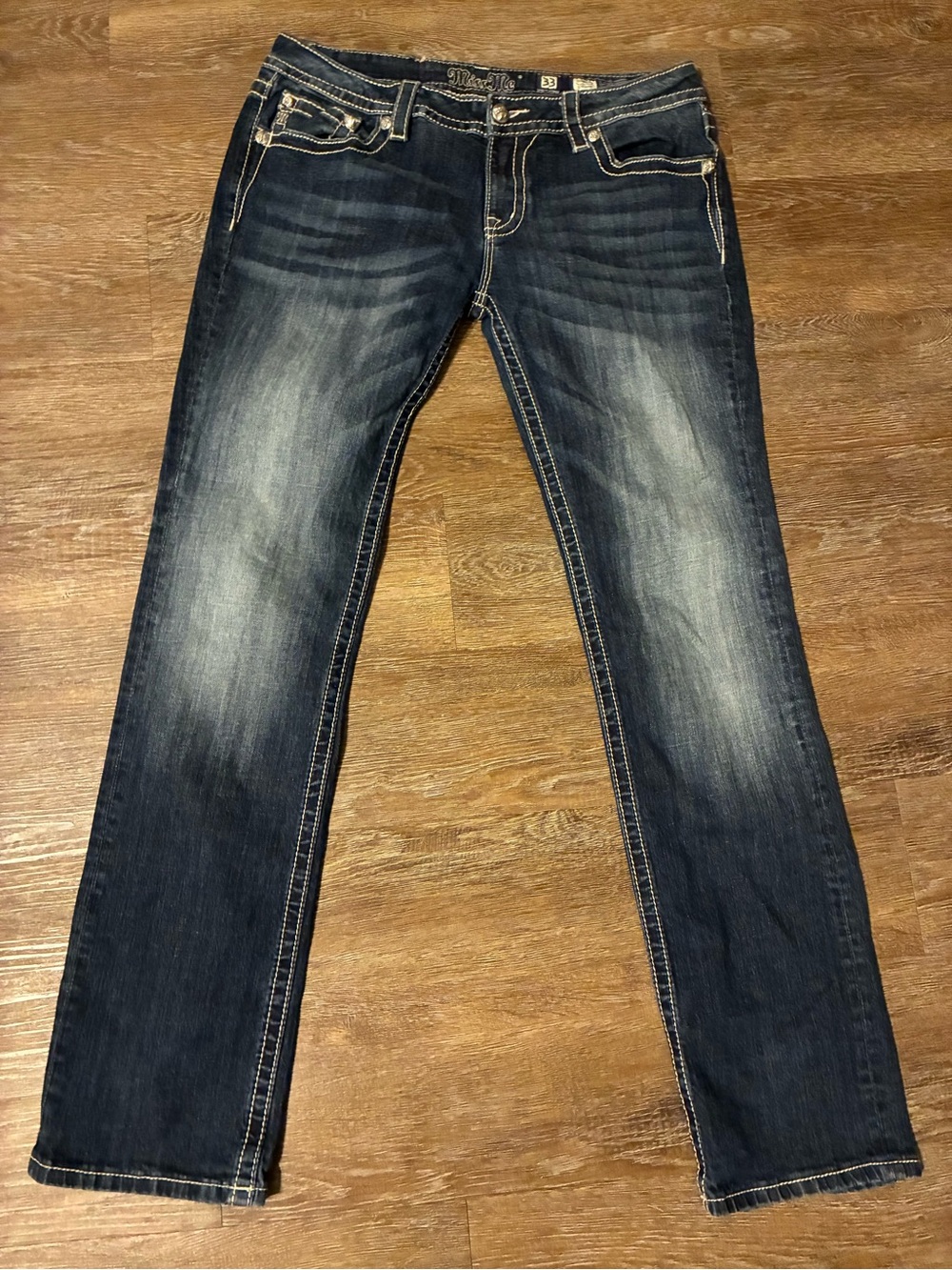 Miss Me JP8423T Jeans Womens 33 Dark Wash Rhinestone Embroidered Y2K Western
